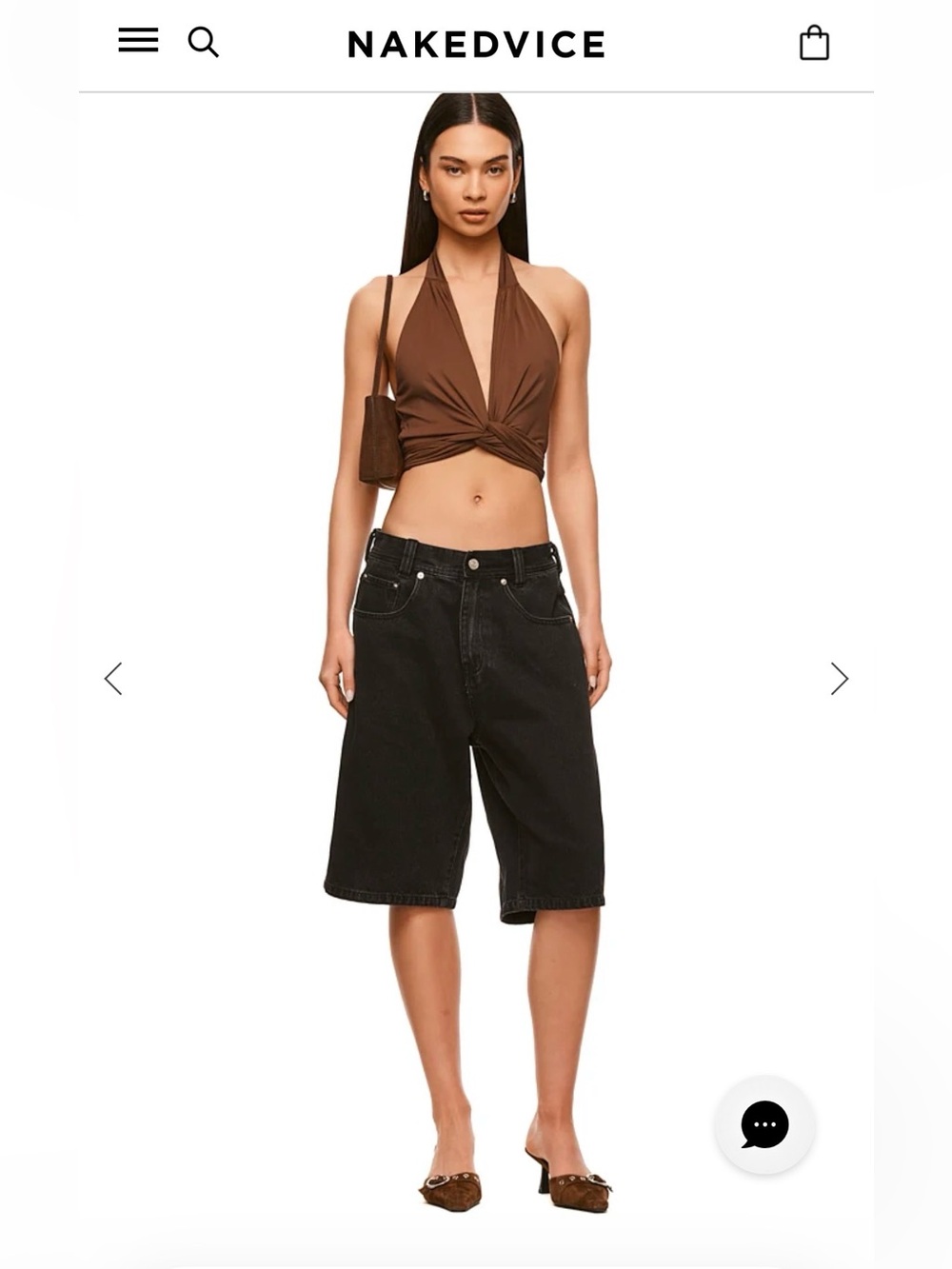 Black Longline Denim Shorts